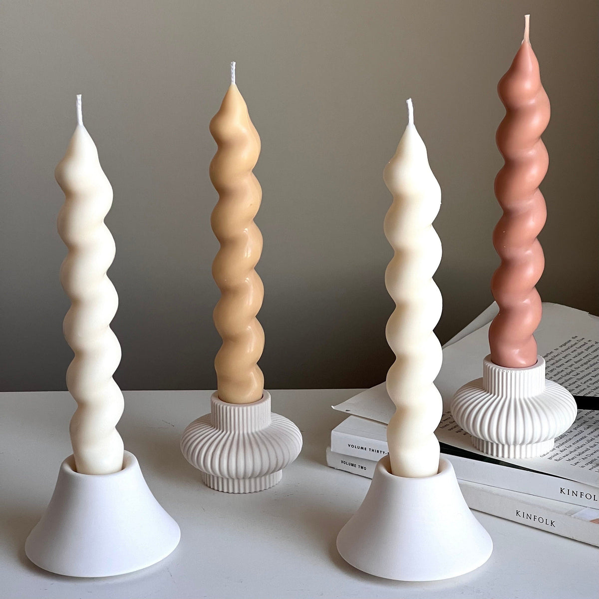 Thick Twisted Soy Wax Taper Candle | Romantic Dinner Candles