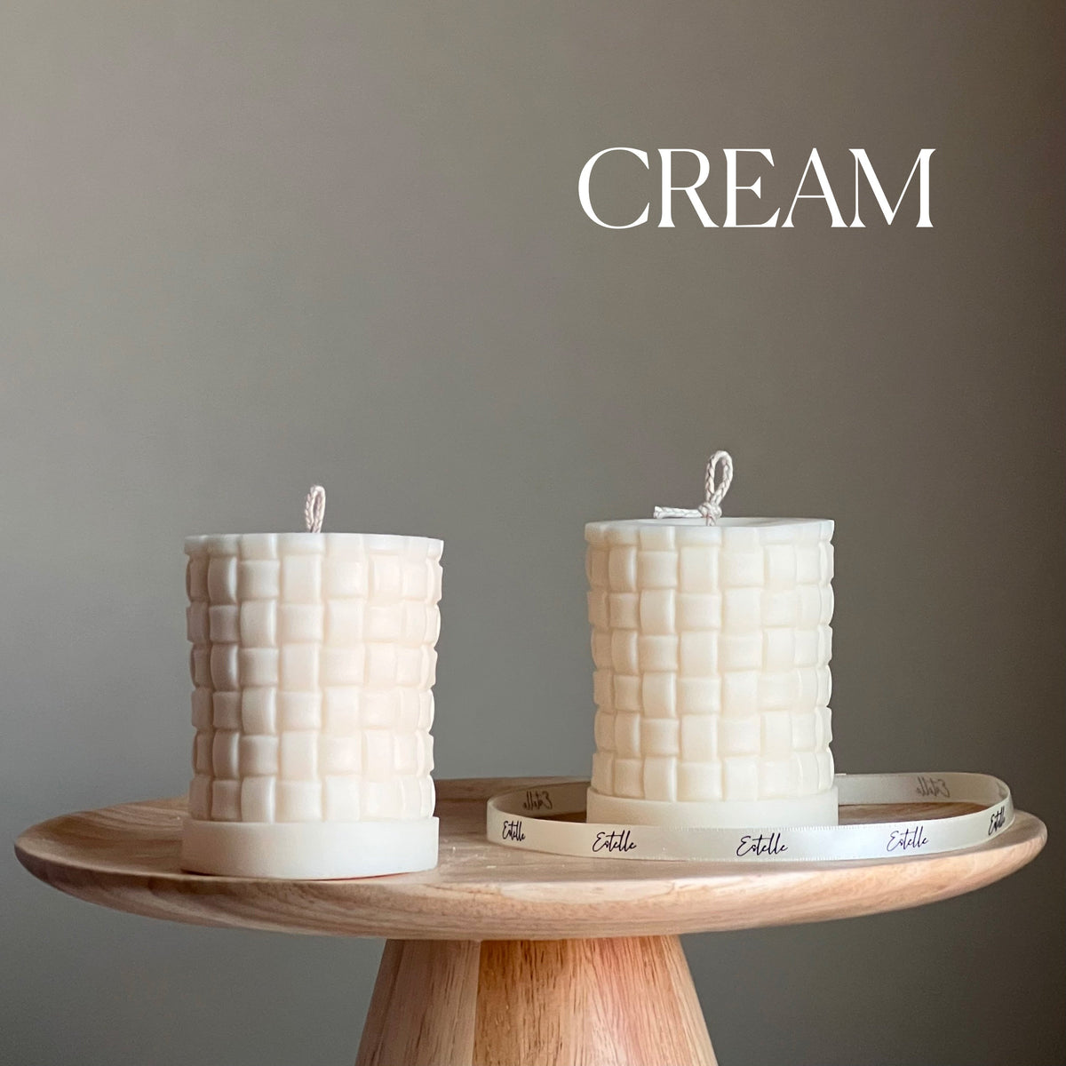 Large Knitted Soy Pillar Candle | Custom Color & Scent