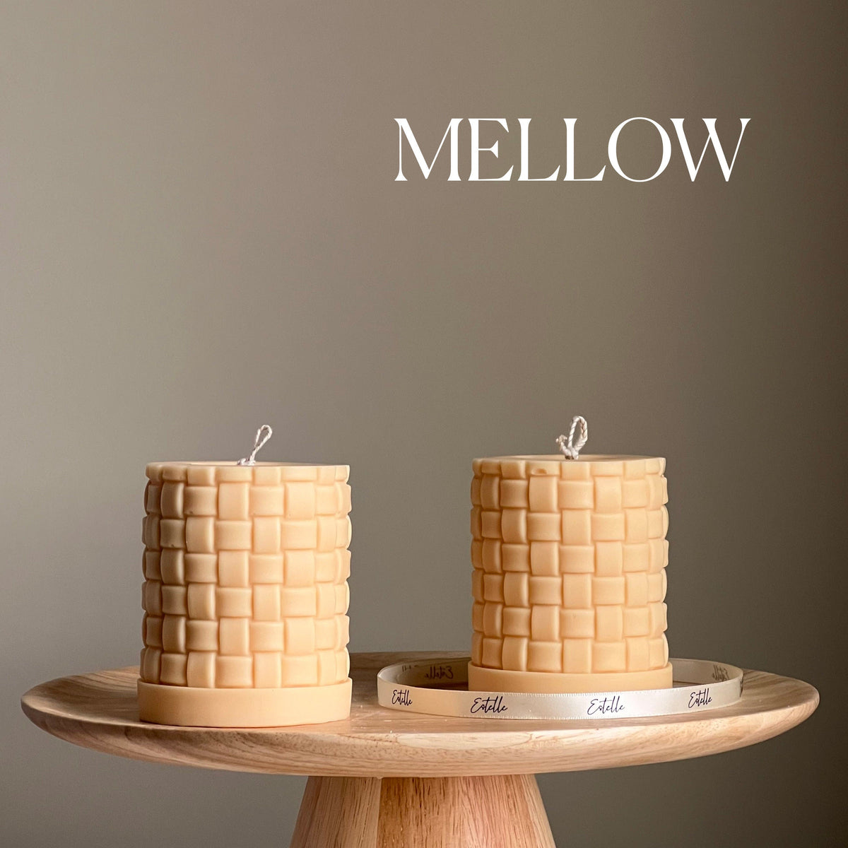 Large Knitted Soy Pillar Candle | Custom Color & Scent