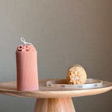 Sculptural Flower Soy Pillar Candle: Minimalist Home Decor