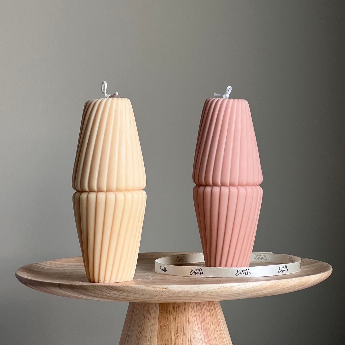Geometric Soy Pillar Candle: Sculptural Home Decor
