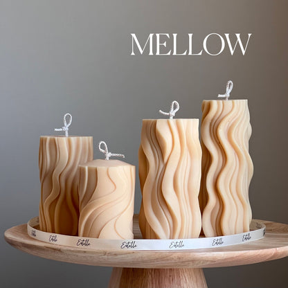 Ribbed Wavy Pillar Candle Set | Unscented Soy Wax, Home Decor