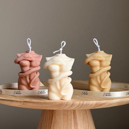 Handmade Soy Wax Female Body Candle with Snake