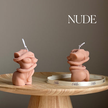 Handmade Soy Wax Female Body Candle with Snake