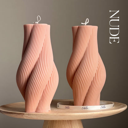 Twisted Rope Soy Pillar Candle: Sculptural Home Decor