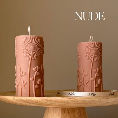 Dandelions Soy Pillar Candle: Handmade Home Decor (12cmx5.5cm)
