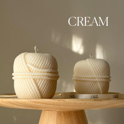 Knitting Wool Soy Candle: Handmade Pillar Candle, Home Decor