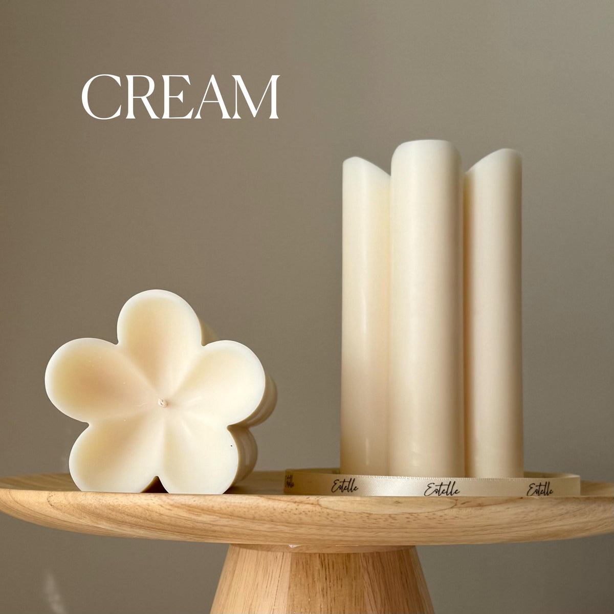 Flower Pillar Soy Candle: Handmade Home Decor, New Home Gift