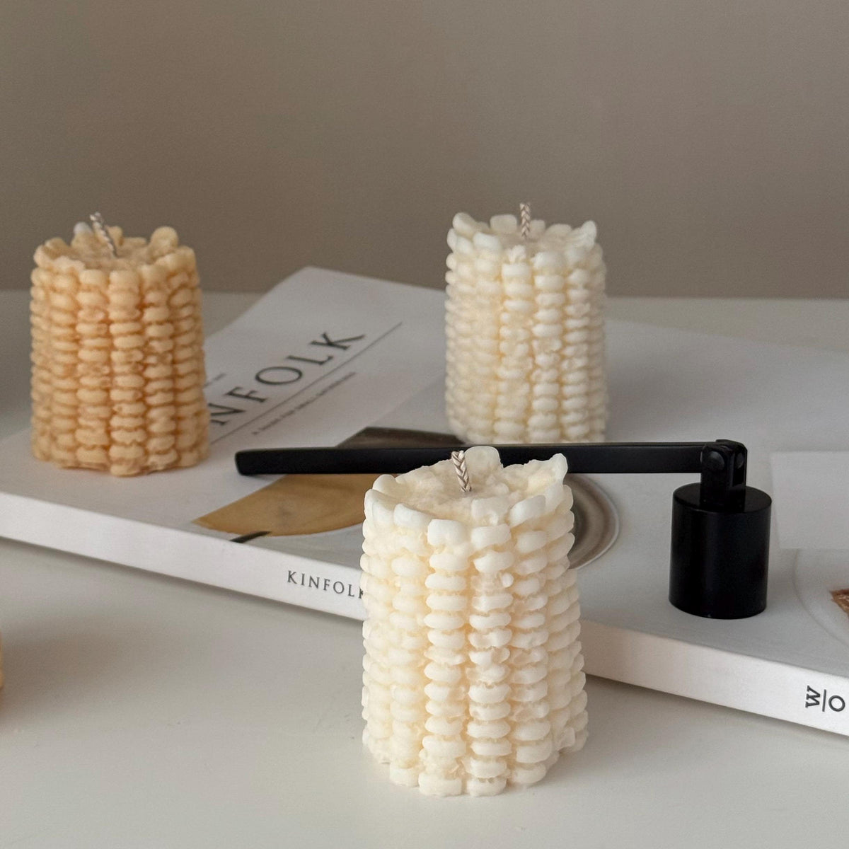 Corn Shaped Soy Candle | Vegan Pillar Candle, Minimalist Decor