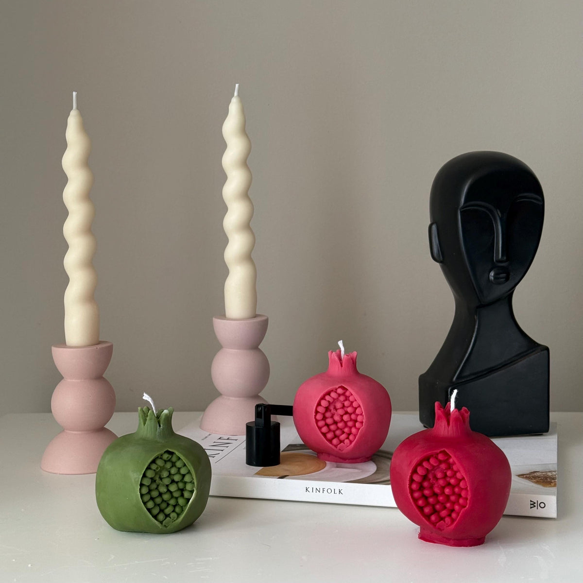 Pomegranate Soy Wax Candle: Vegan Minimalist Decor