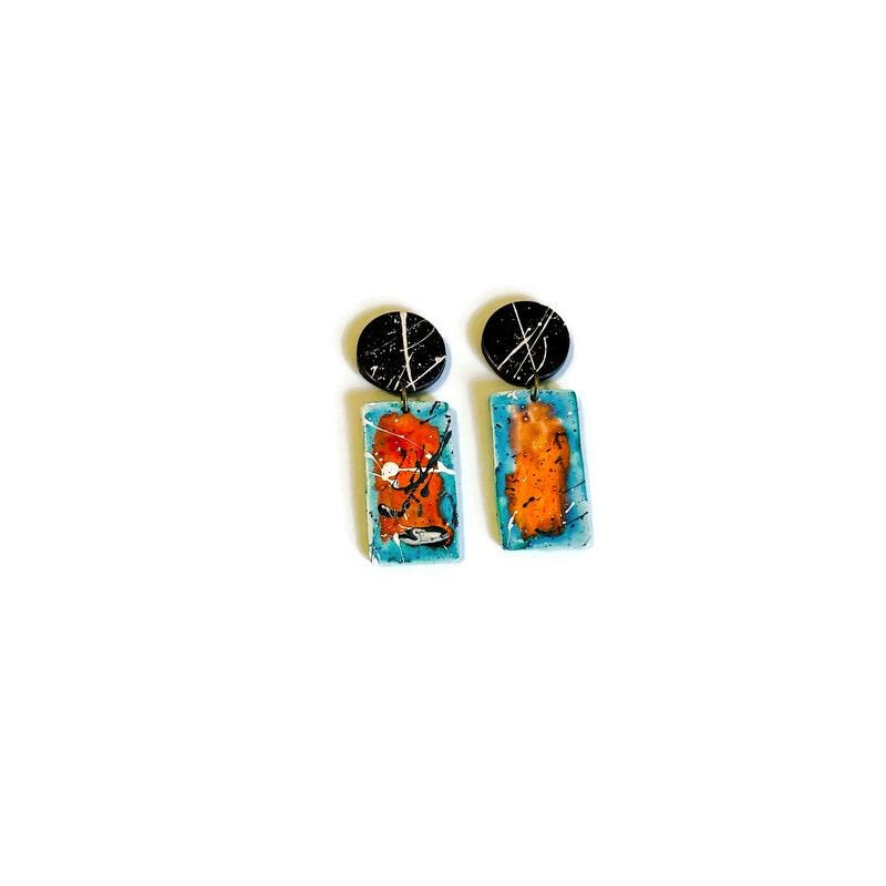 Ensemble de bijoux faits à la main motif éclaboussures de peinture