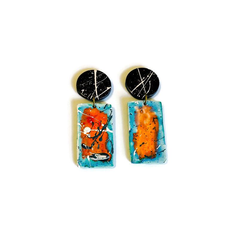 Ensemble de bijoux faits à la main motif éclaboussures de peinture