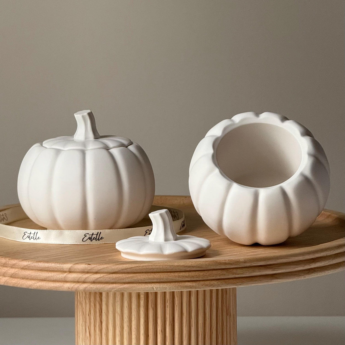Handmade Jesmonite Pumpkin Jar: Autumn Fall Home Decor