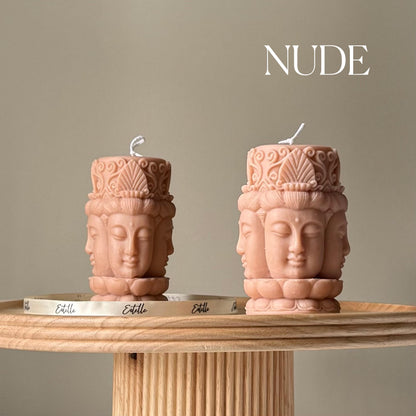 Buddha Face Soy Pillar Candle: Handmade Home Decor