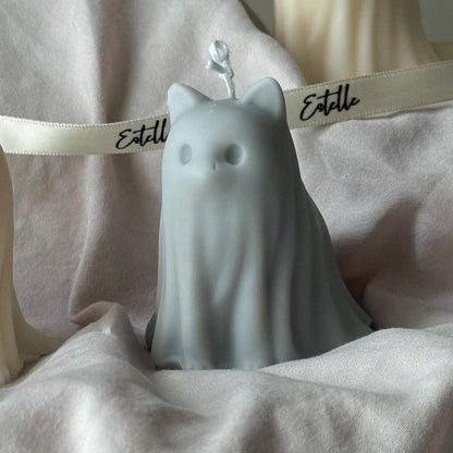 Halloween Cat Ghost Candle: Handmade Soy Wax Animal Gift