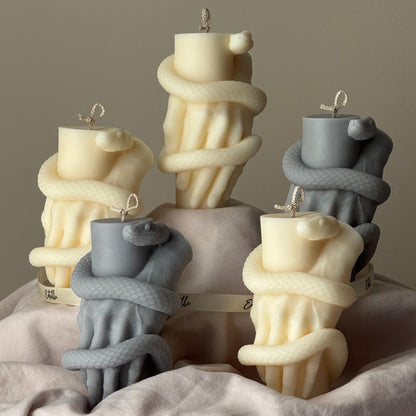 Snake Pillar Candle: Serpent Design Candle, Mystical Decor, Gothic Home Accent