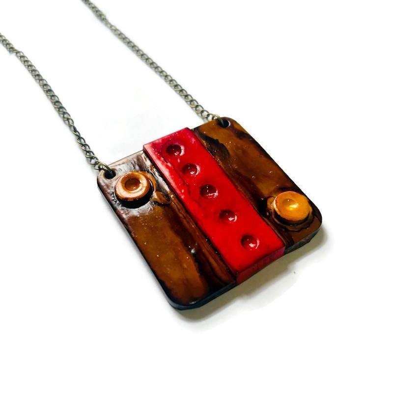 Bold Handmade Polymer Clay Pendant
