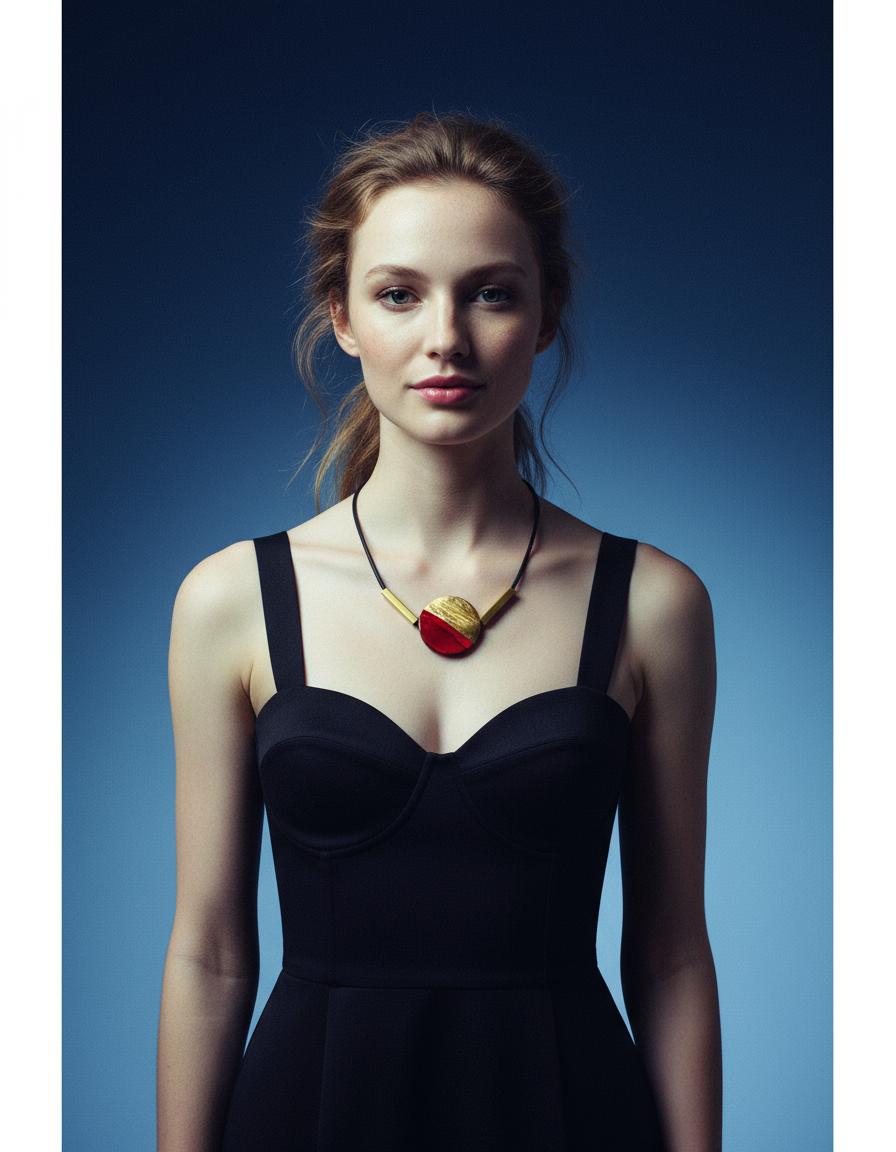 Collier maximaliste moderne avec perles d'argile et barres en laiton