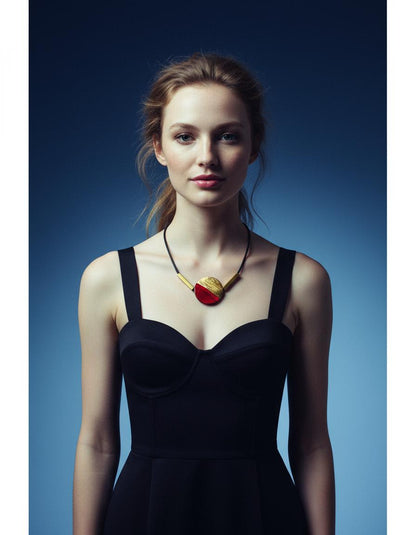 Collier maximaliste moderne avec perles d'argile et barres en laiton
