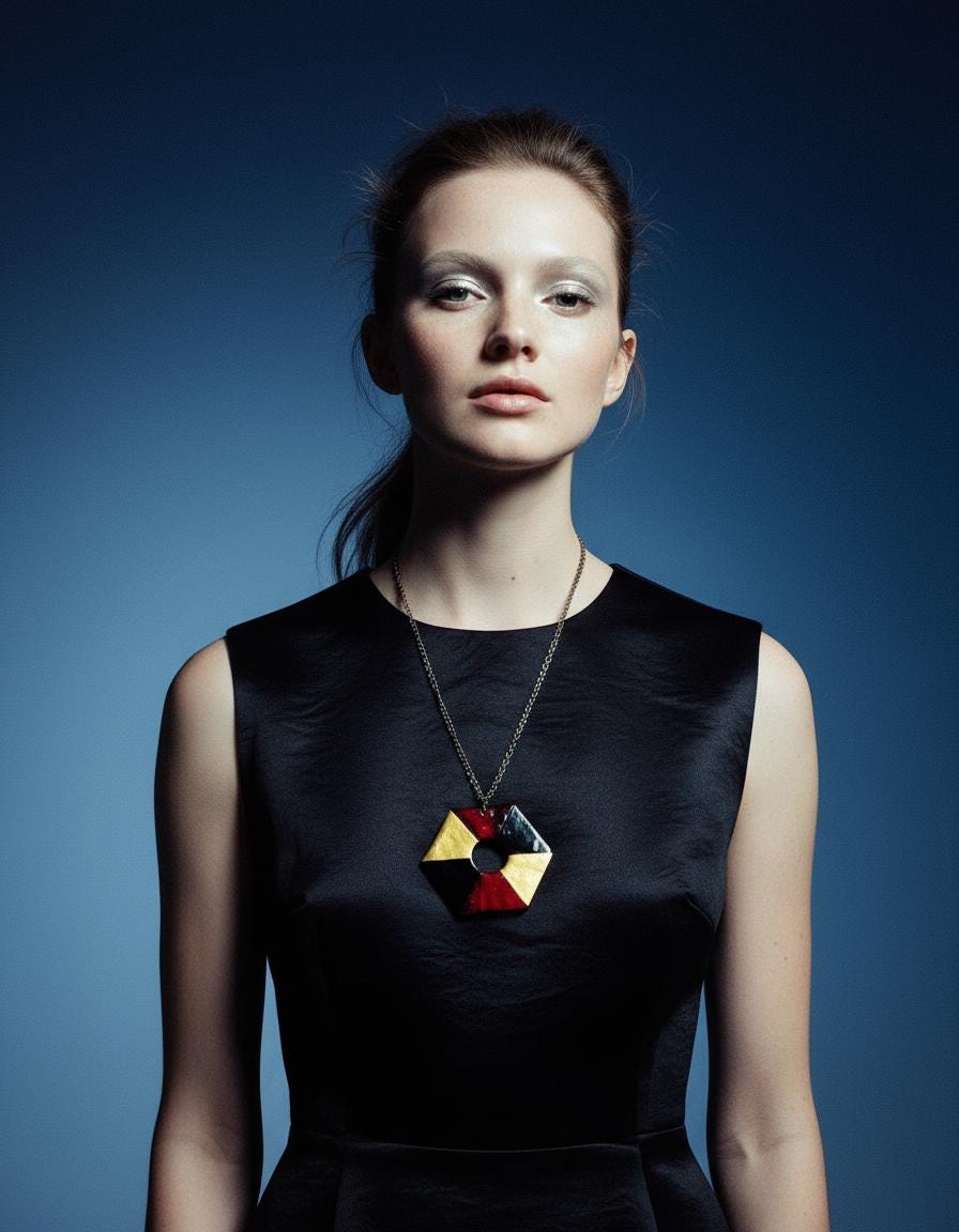 Collier pendentif grand hexagone fait main