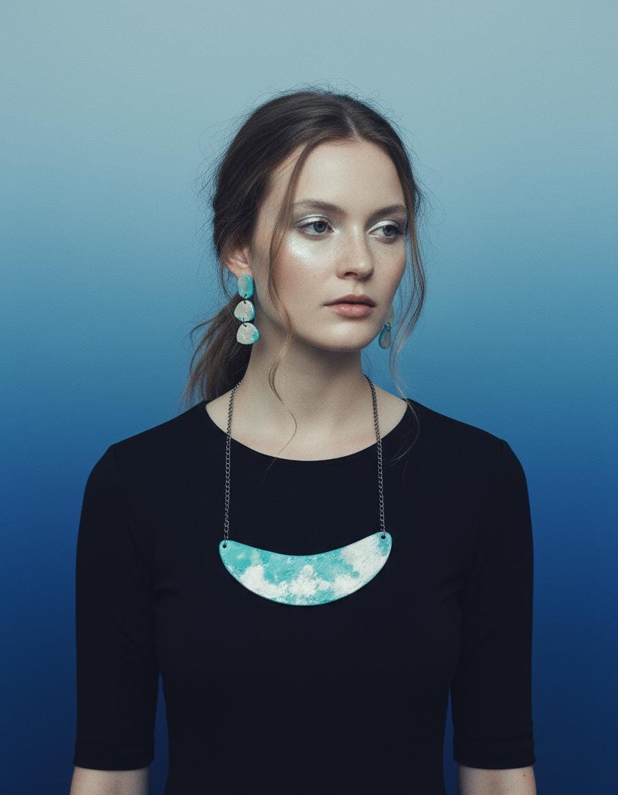 Parure Collier et Boucles d'Oreilles Faits Main Turquoise et Argent