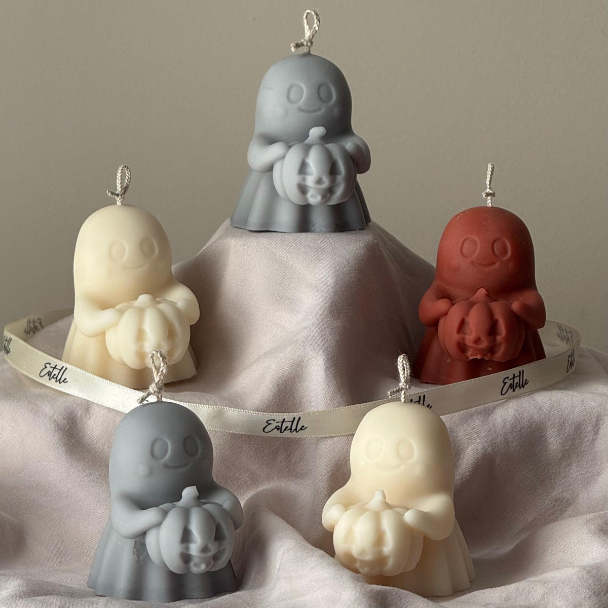 Halloween Ghost with Pumpkin Candle: Handmade Soy Wax Autumn Gift