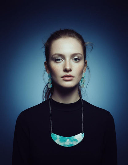 Parure Collier et Boucles d'Oreilles Faits Main Turquoise et Argent
