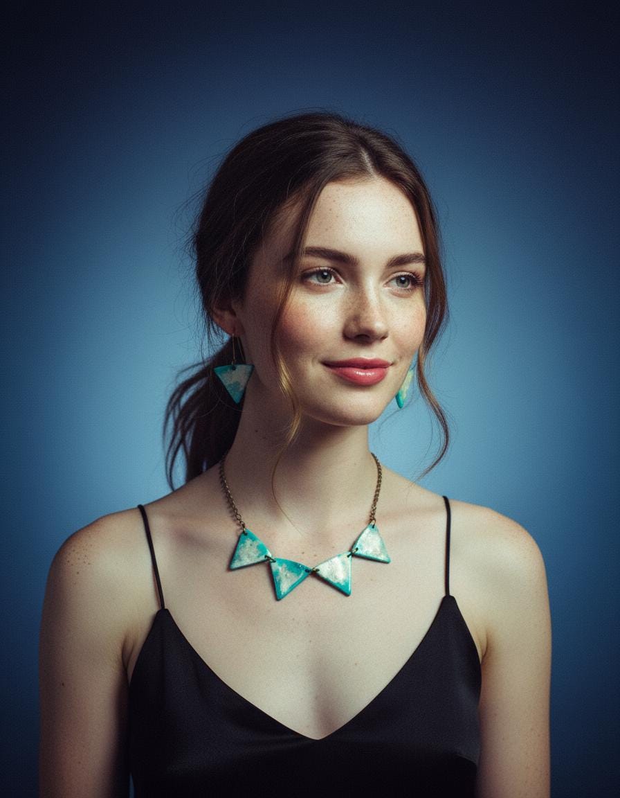 Boucles d'oreilles pendantes triangulaires minimalistes en bleu turquoise glacé et argent