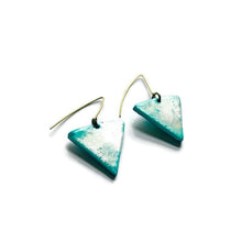 Minimalist Triangle Dangle Earrings in Icy Turquoise Blue & Silver