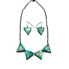 Minimalist Triangle Dangle Earrings in Icy Turquoise Blue & Silver