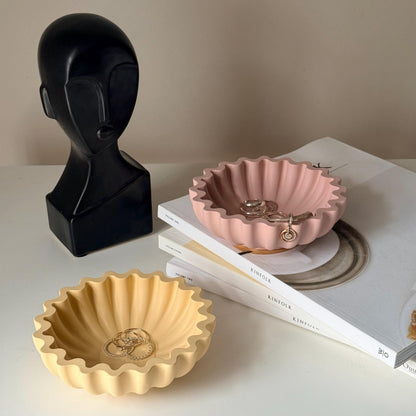 Pleated Geometric Jesmonite Tray | Sculptural Jewelry Dish