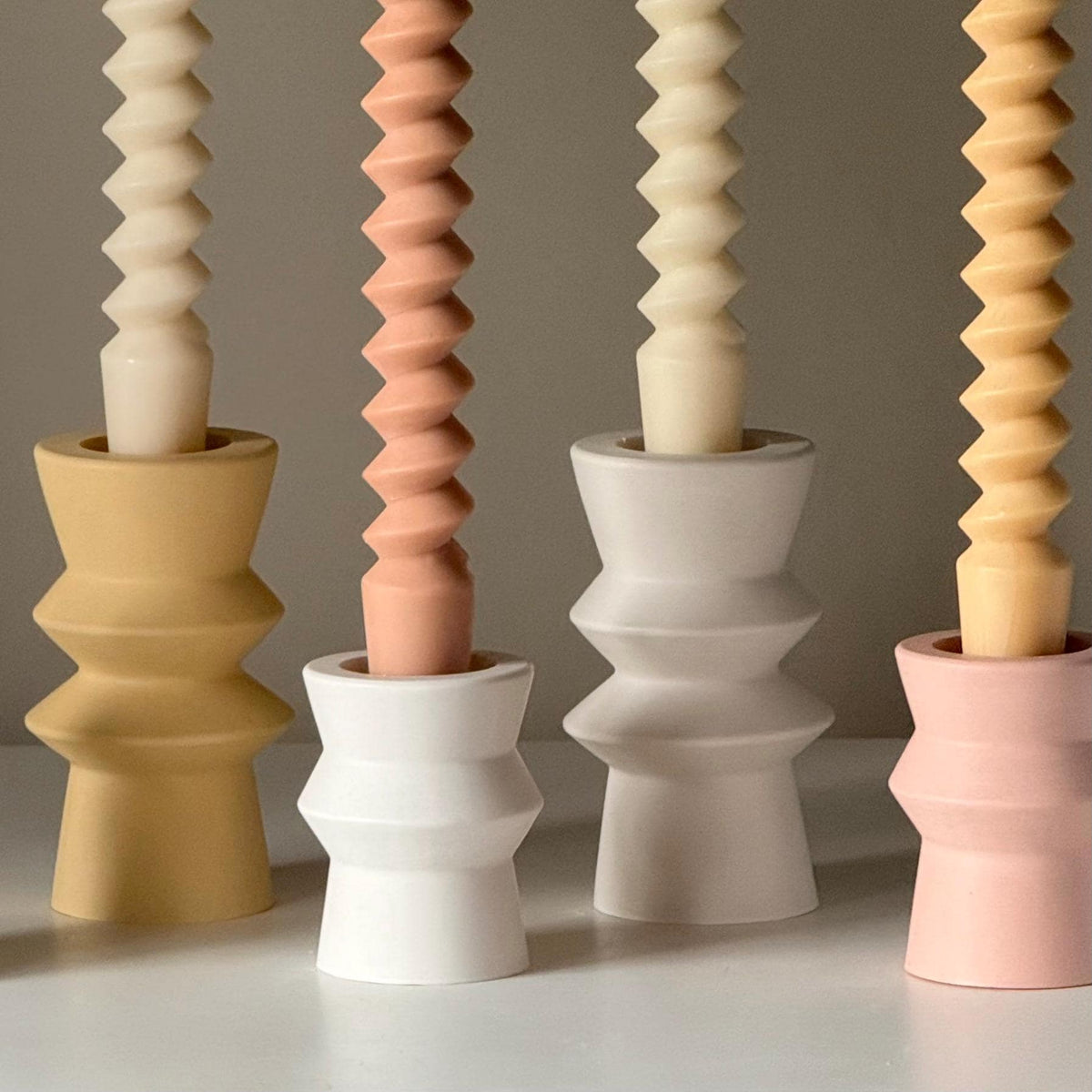 Spiral Column Taper Candle: Handmade Soy Dinner Candle