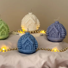 Handmade Snowy Cottage Candle: Sculptural Christmas Decor Gift