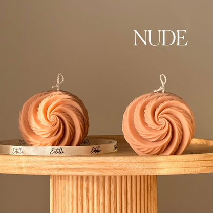 Ribbed Swirl Ball Candle| Trendy Handmade Decoration