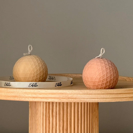 Geometric Orb Candle – Sculptural Textured Design