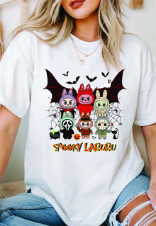 T-shirt graphique Labubu d'Halloween [Taille adulte] : Chemise unisexe 100 % coton, adorable et effrayante