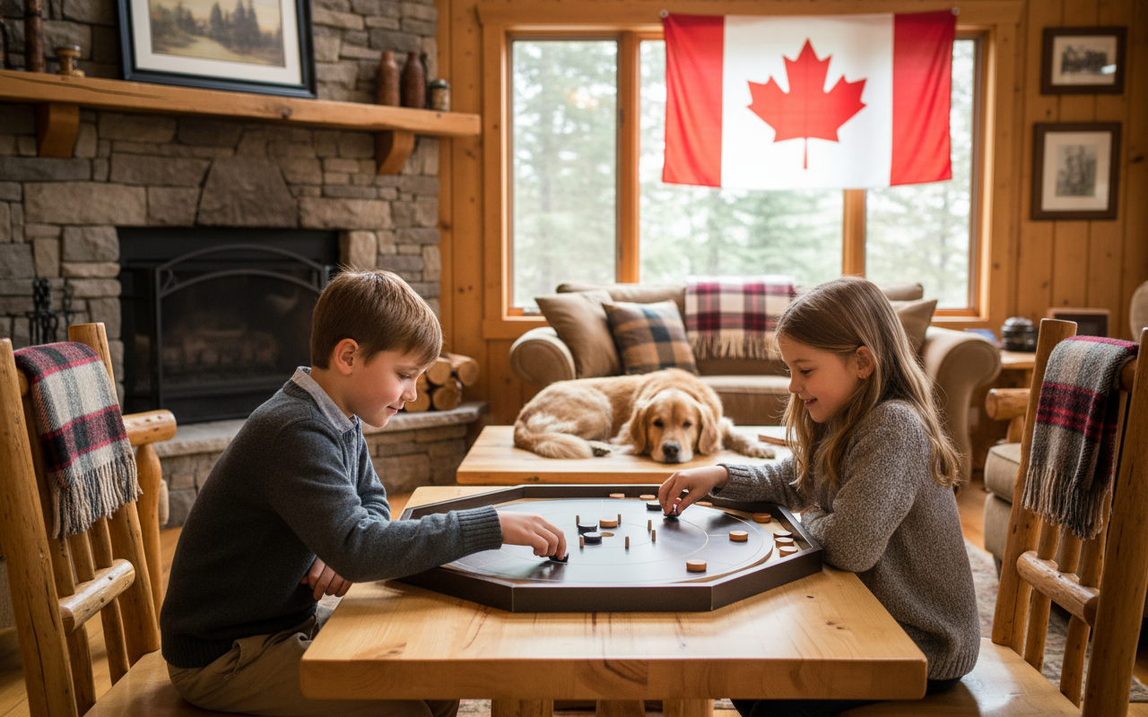 Crokinole Board pour débutants par Crokinole Canada - Crokinole en noyer et érable - Ensemble de jeu de Crokinole traditionnel
