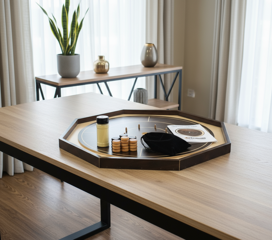 Crokinole Board pour débutants par Crokinole Canada - Crokinole en noyer et érable - Ensemble de jeu de Crokinole traditionnel