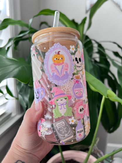 Gobelet en verre d'Halloween douillet et effrayant