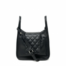Sac à main en Cuir Noir, 2-en-1, Bianca