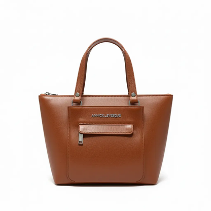 Cognac Genuine Leather Handbag | Lina