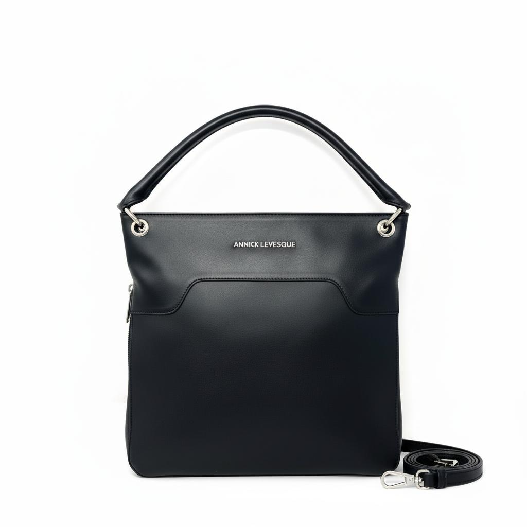 Black Genuine Leather Handbag, Amélie