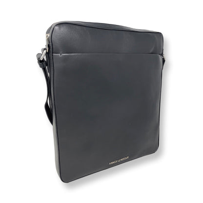 Black Leather Laptop Messenger Bag | MalKa