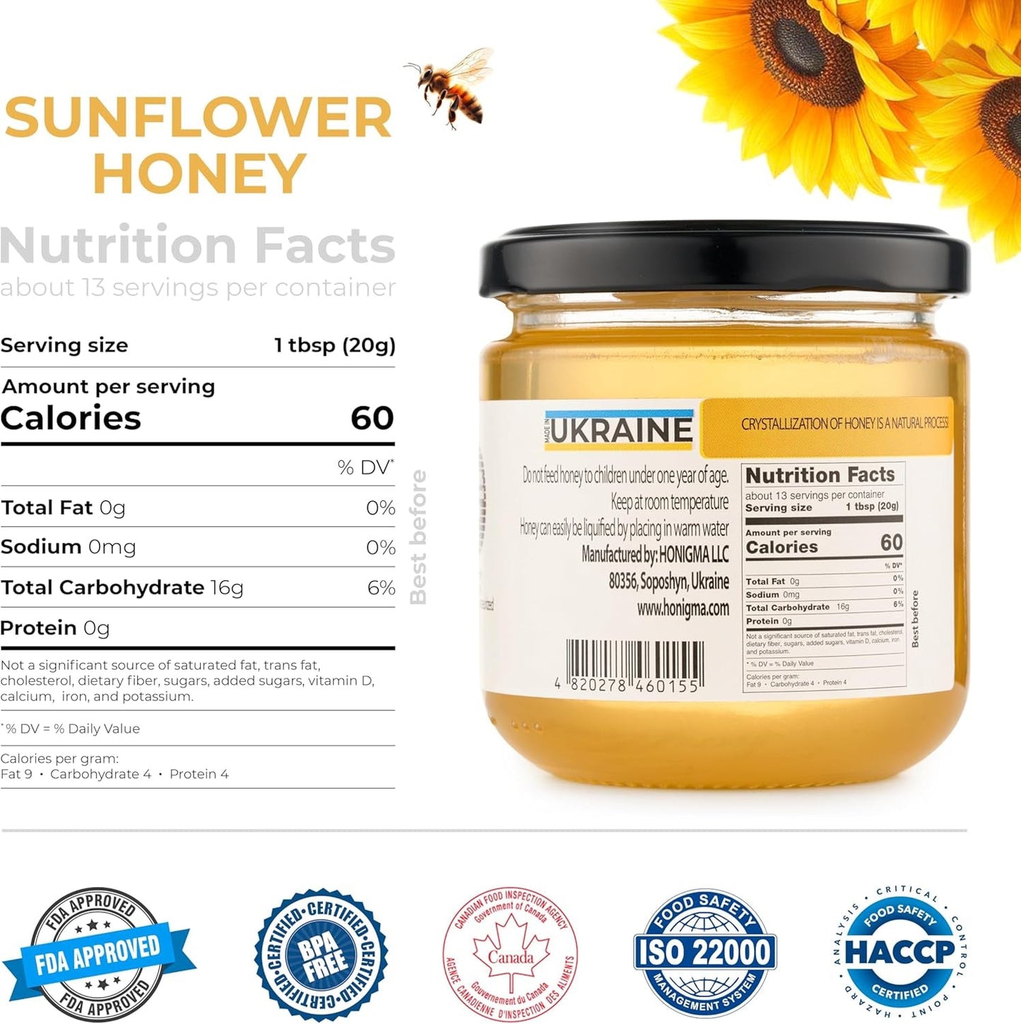 Miel de Tournesol Pur Ukrainien 250g