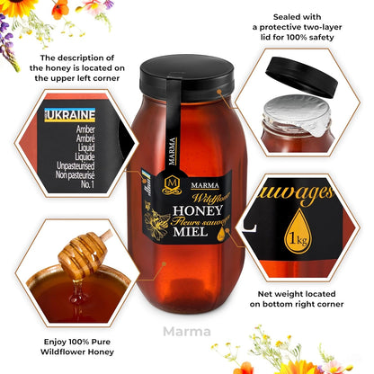 Miel de fleurs sauvages pures d'Ukraine 1kg