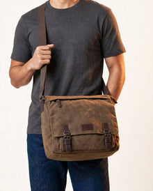 Sac messager haut de gamme en toile et cuir | Sacoche bandoulière vintage