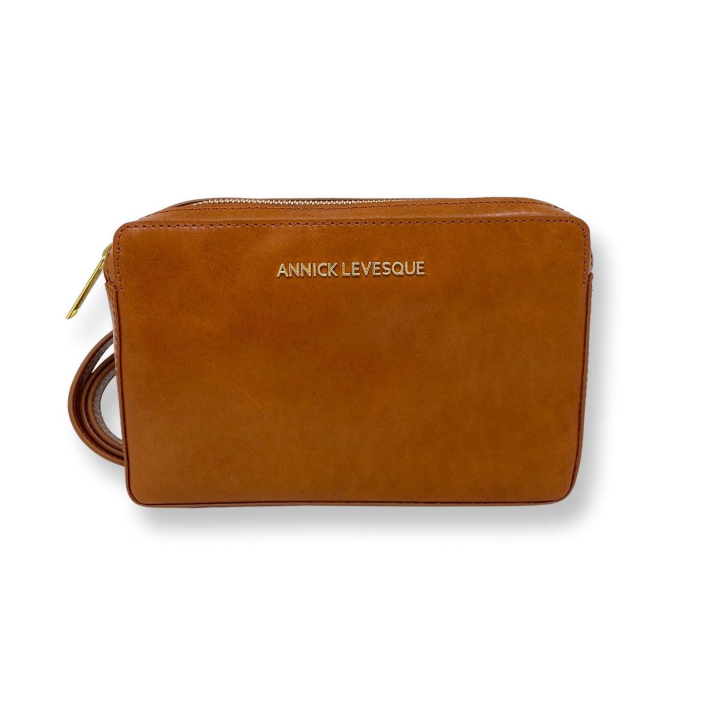 Small cognac leather shoulder bag - Annie