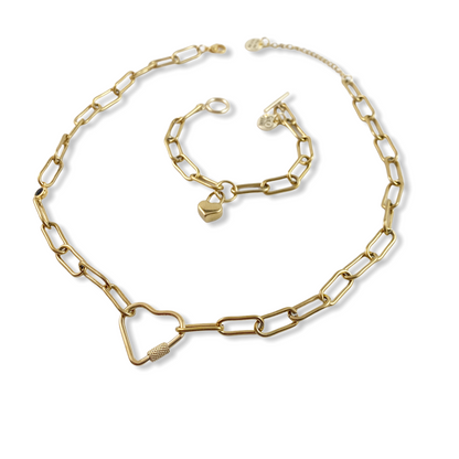 Ensemble Cœur et Cadenas en Or