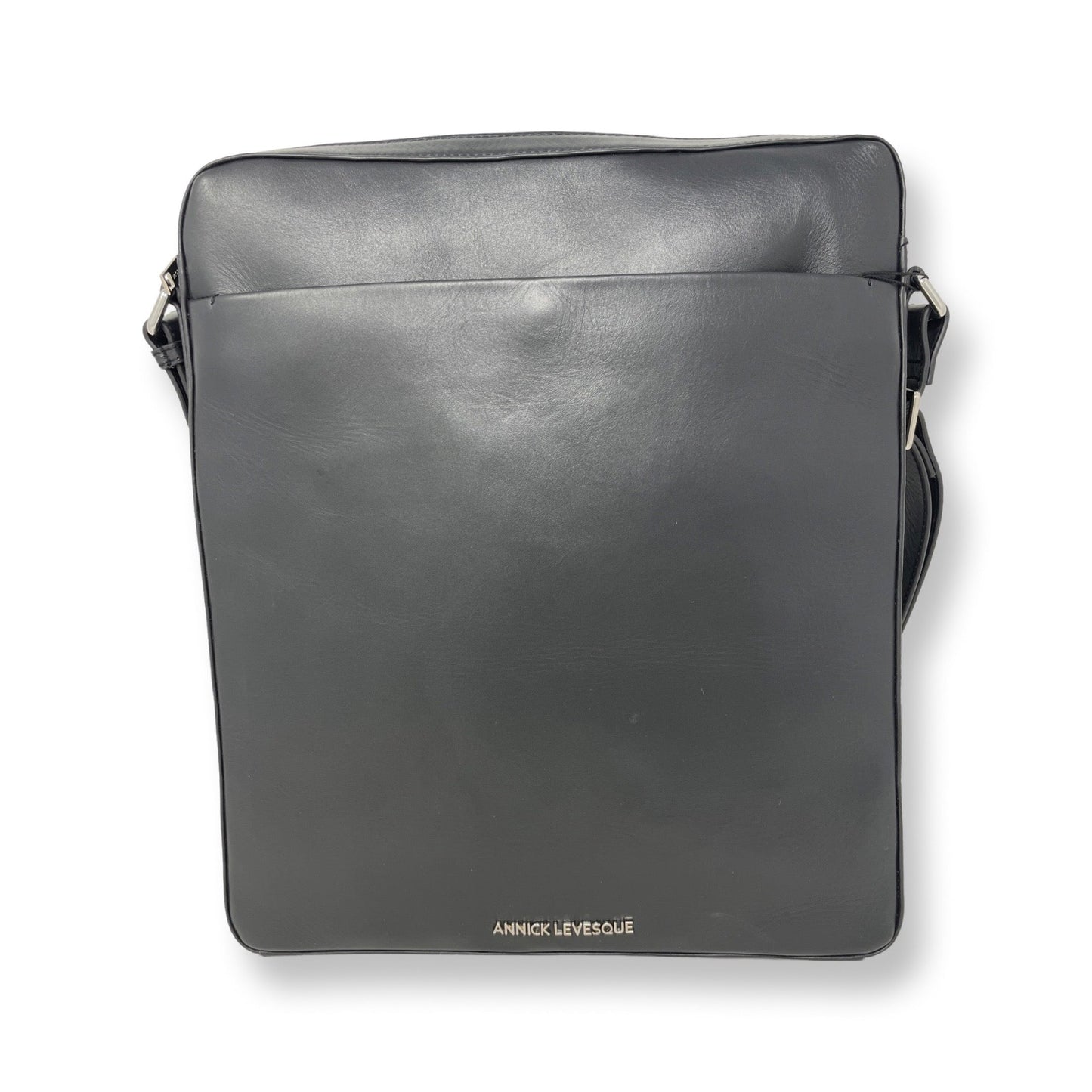 Black Leather Laptop Messenger Bag | MalKa