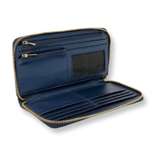 Portefeuille en cuir bleu marine - Anna